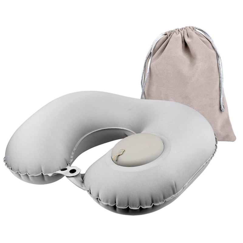 Homelove Inflatable Neck Travel Pillow,Compressible , Portable and Compact  Air Neck Support Pillow for Airplanes, Train, Car, Home and Office,Grey 